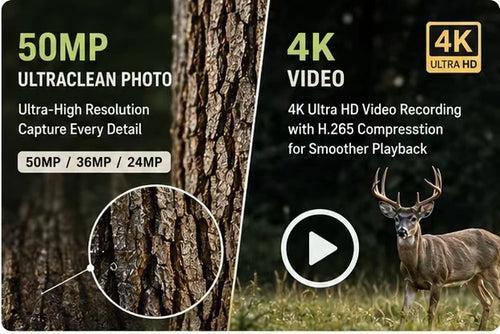 Câmara de Trilha Vigilância Armadilha Fotográfica 4K Ultra HD Suntekcam HC-600A — 50MP, Disparo 0.2s e Visão Noturna Invisível