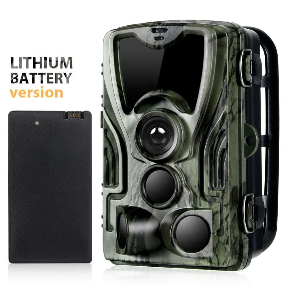 Câmara de Trilha Caça  Vigilância HC-801A Bateria de Lítio 5000mAh — 1080P Full HD, Disparo 0.3s e Ângulo 120° Visão Noturna