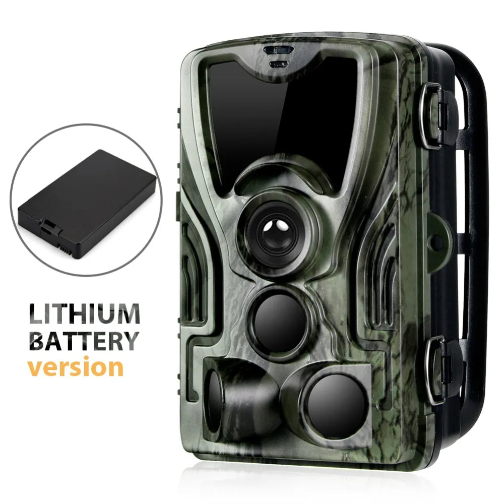 Câmara de Trilha Caça  Vigilância HC-801A Bateria de Lítio 5000mAh — 1080P Full HD, Disparo 0.3s e Ângulo 120° Visão Noturna