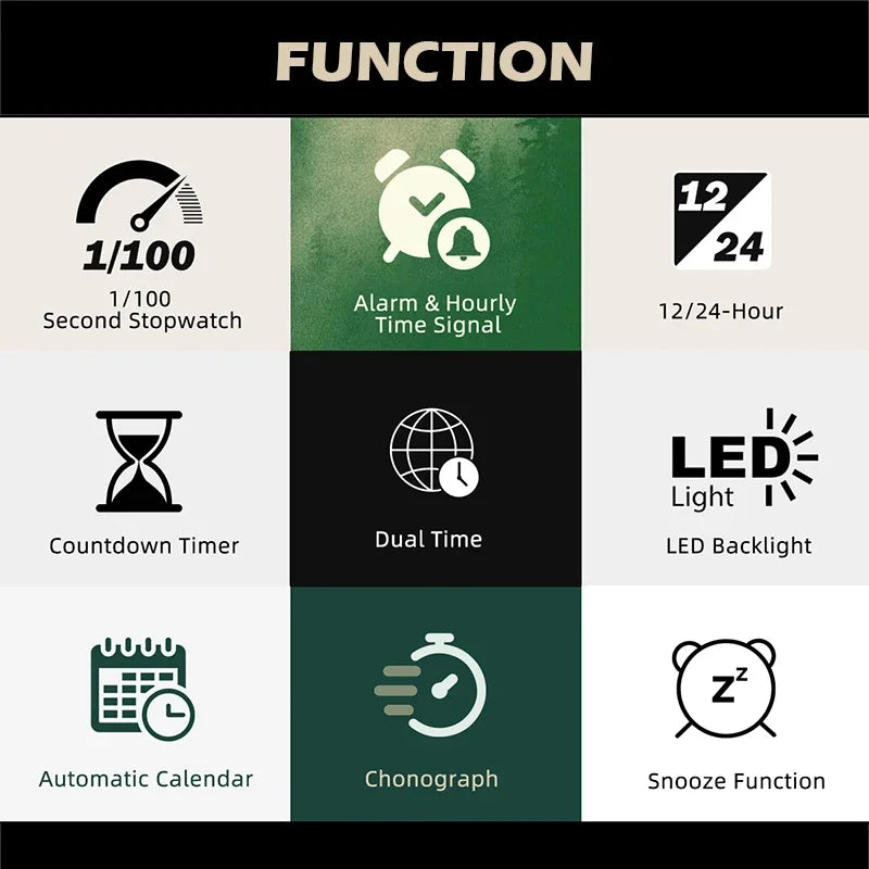 NORTH EDGE TERRAX Watches for Man Outdoor Sports Swimming Waterproof 50M Stopwatch Countdown Luminous Men Watch Gift Box Reloj