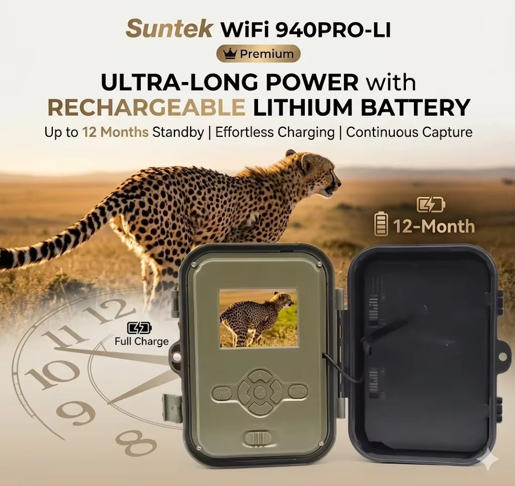 Live Stream Trail Camera 4K Video 30MP WiFi APP No 4G Network Hunting Cameras With 8000mAh Li-Battery Night Vision WiFi940PROLI