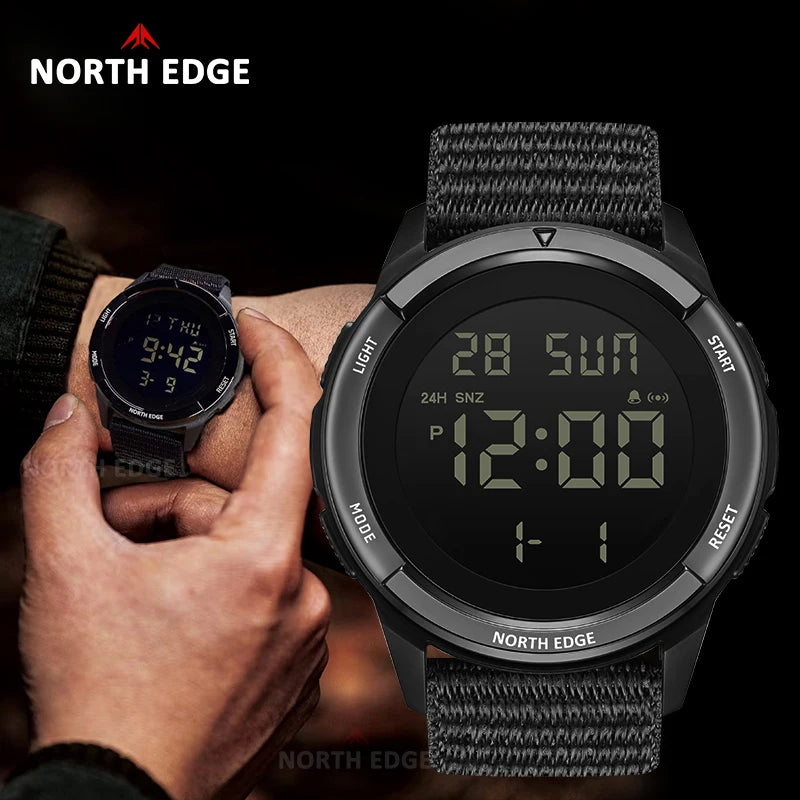 NORTH EDGE 2026 TERRAX Men's Digital Watches Outdoor Sports Swimming Waterproof 50M Stopwatch Countdown Electronic Watch For Men