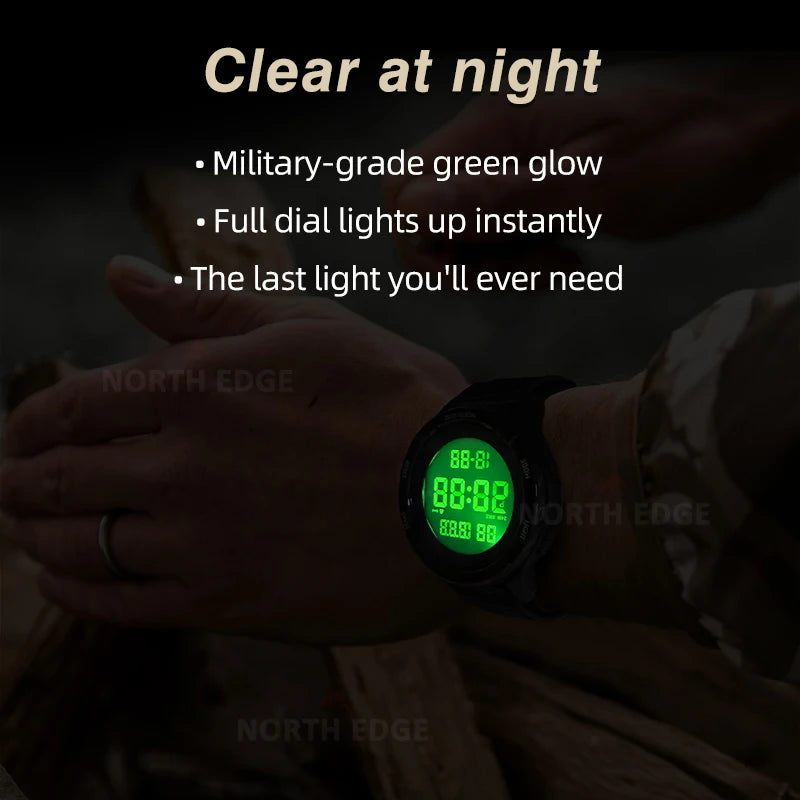 NORTH EDGE 2026 TERRAX Men's Digital Watches Outdoor Sports Swimming Waterproof 50M Stopwatch Countdown Electronic Watch For Men